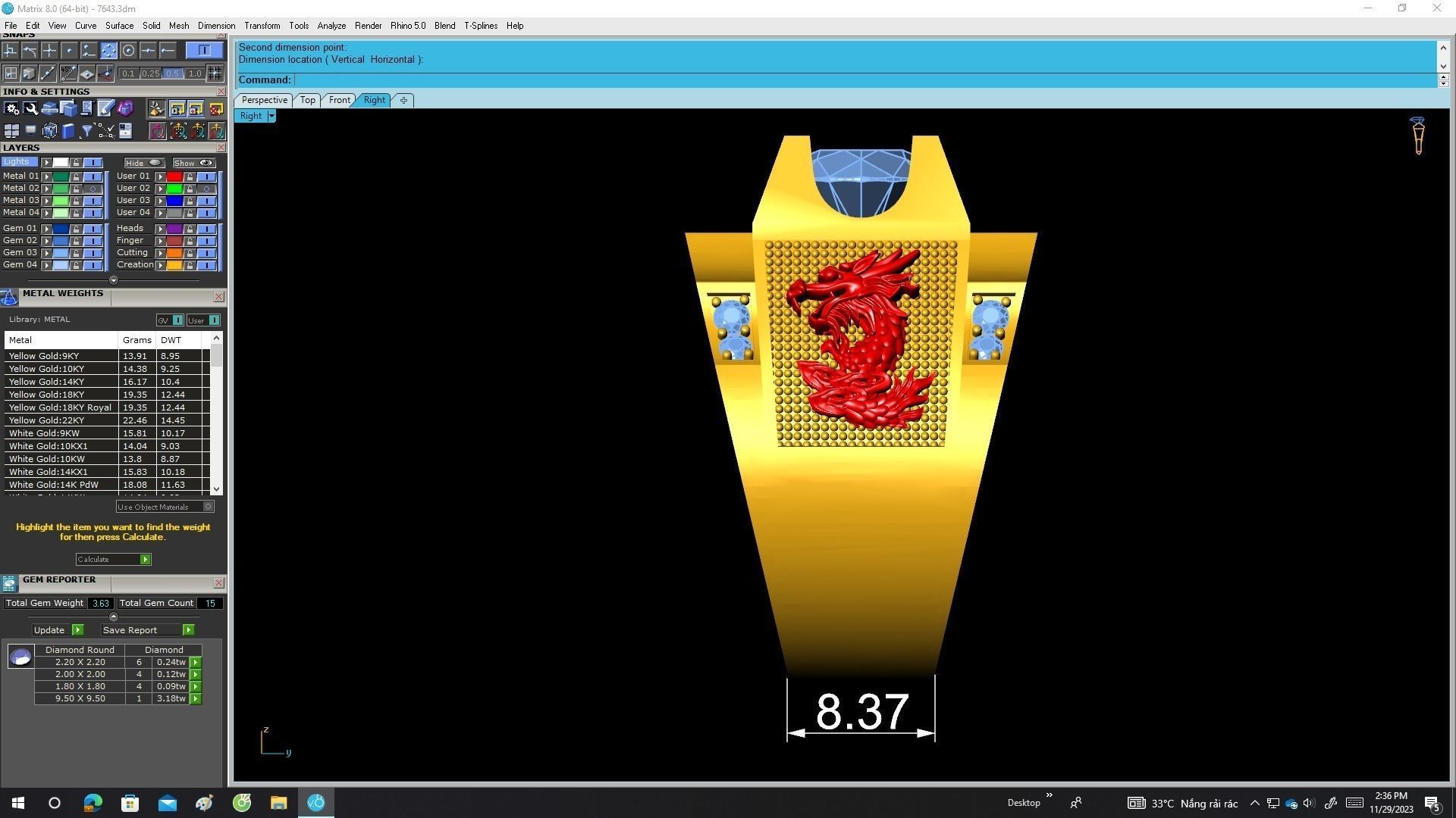 A7643 Fengshui Korean Style Dragon Diamond Men Ring 3D Model 3D print model_7