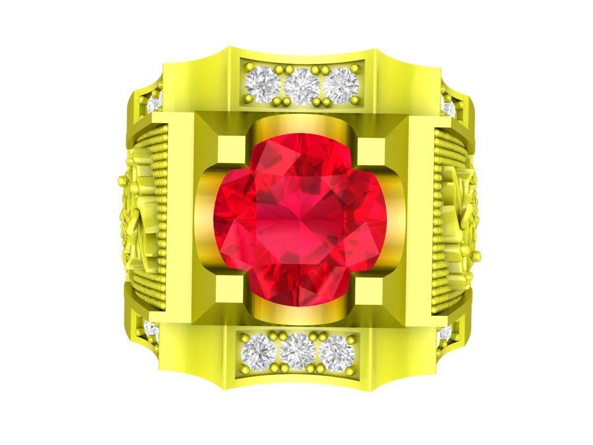 A7643 Fengshui Korean Style Dragon Diamond Men Ring 3D Model 3D print model_2