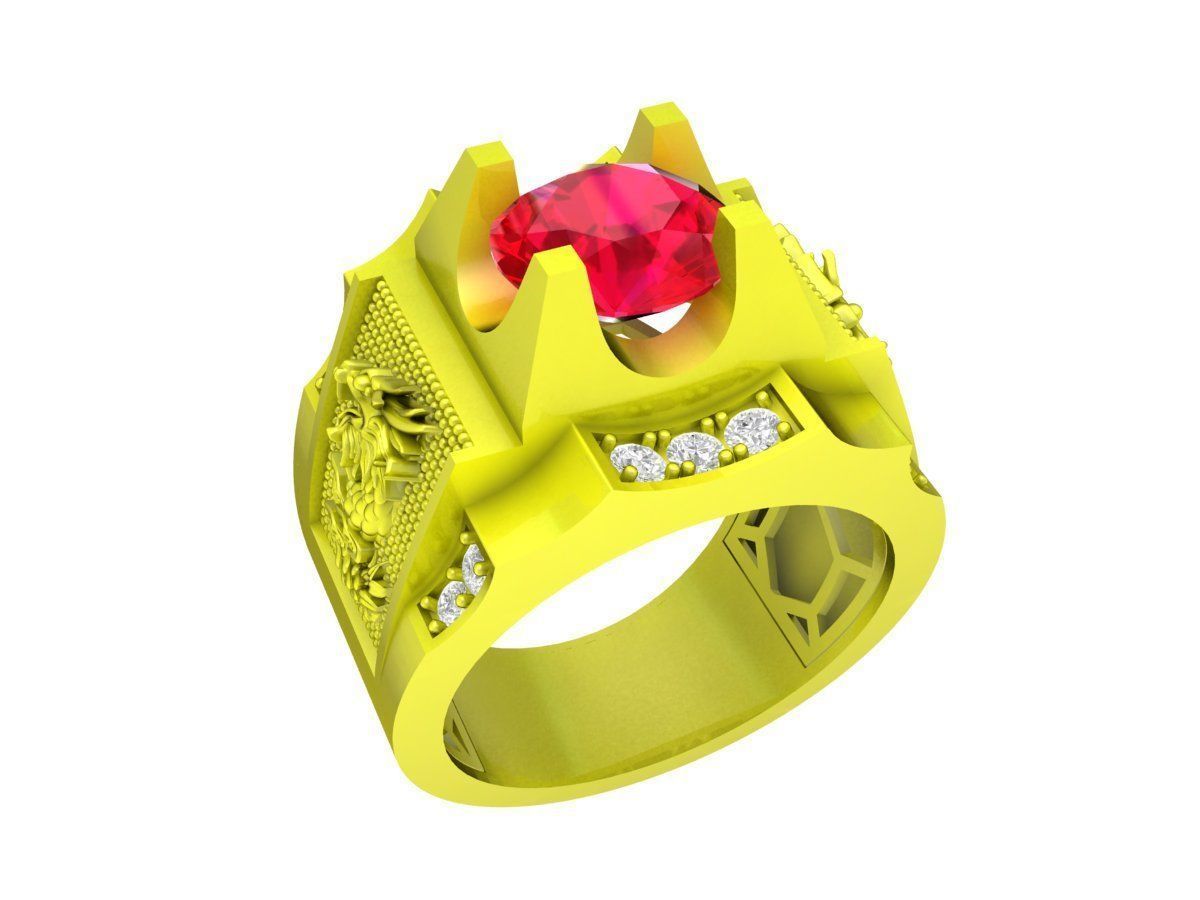 A7643 Fengshui Korean Style Dragon Diamond Men Ring 3D Model 3D print model_1