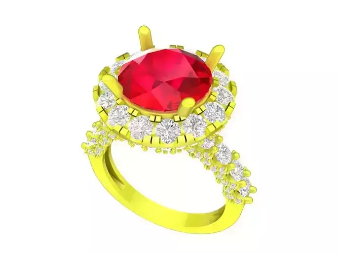 A7646 Halo Diamond Engagement Ring 3D Model