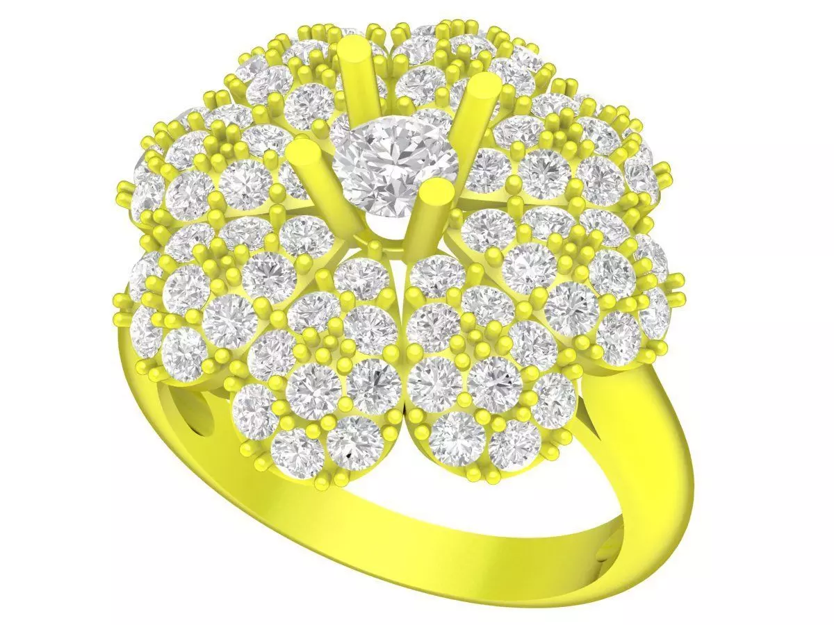 Luxury Round Diamond Floral Cluster Ring for Women 7319 3D print model