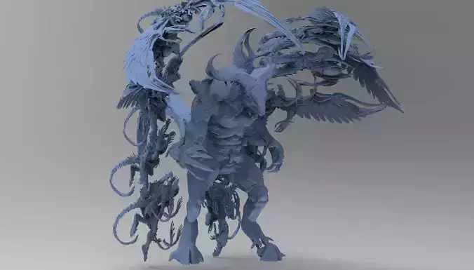 Lizardman monster gate sculpture