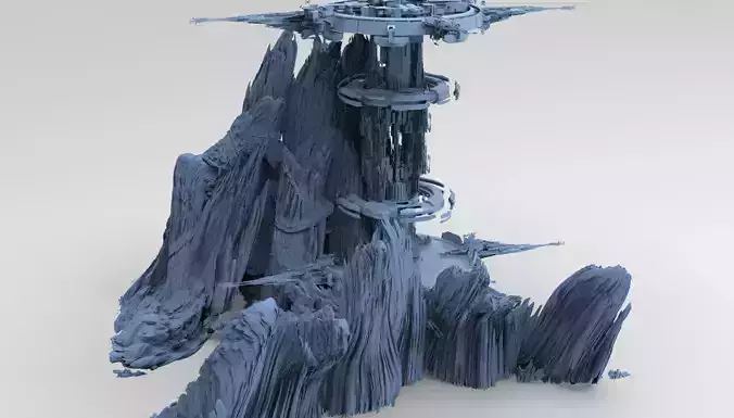Sci fi mountain Artifact facility  3D model