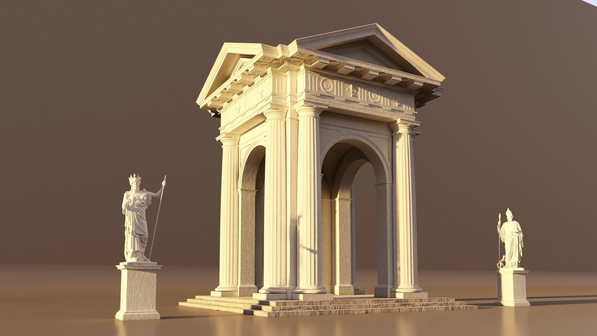 Arch gazebo portico Doric column  3D model_4