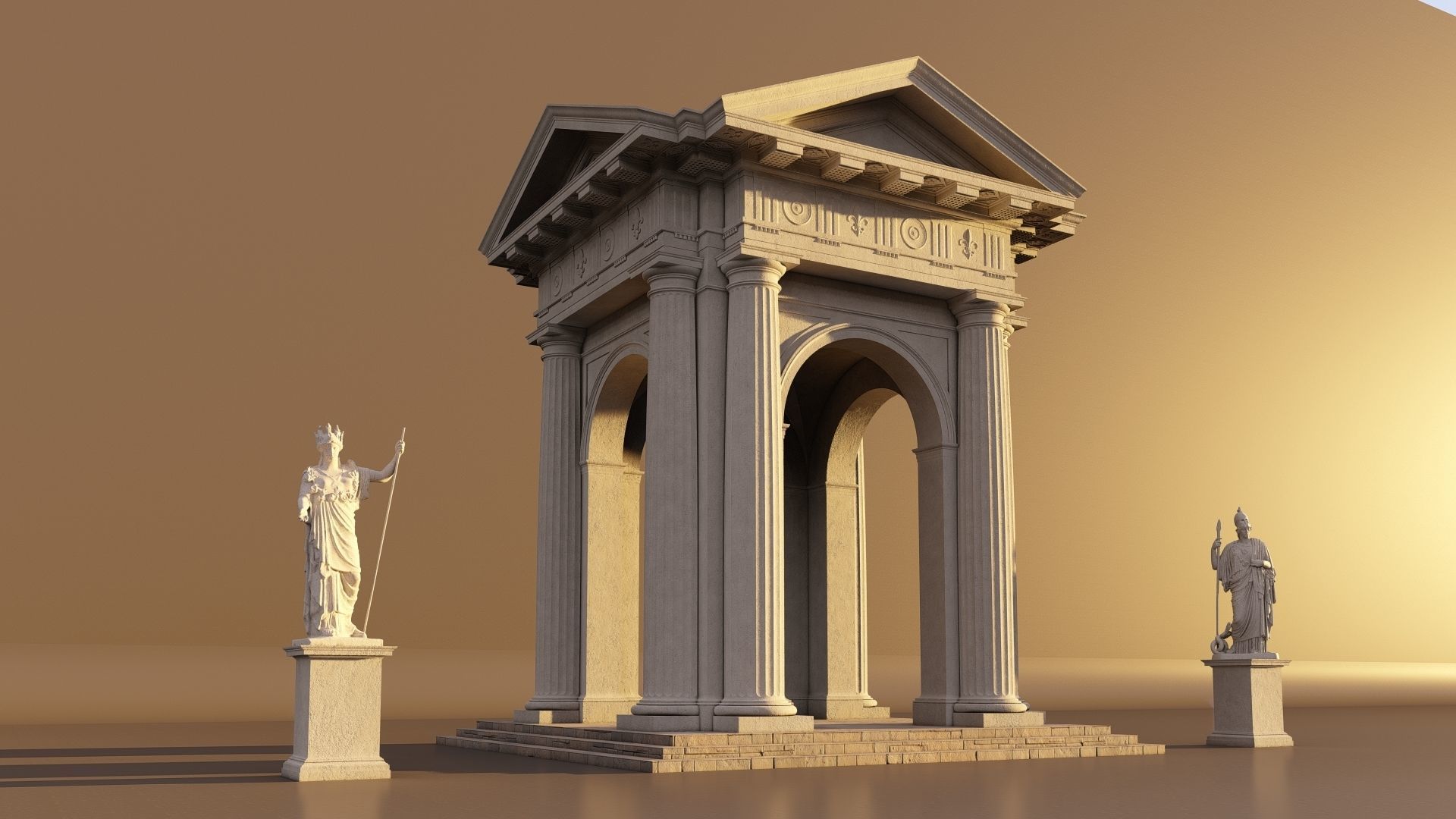 Arch gazebo portico Doric column  3D model_1