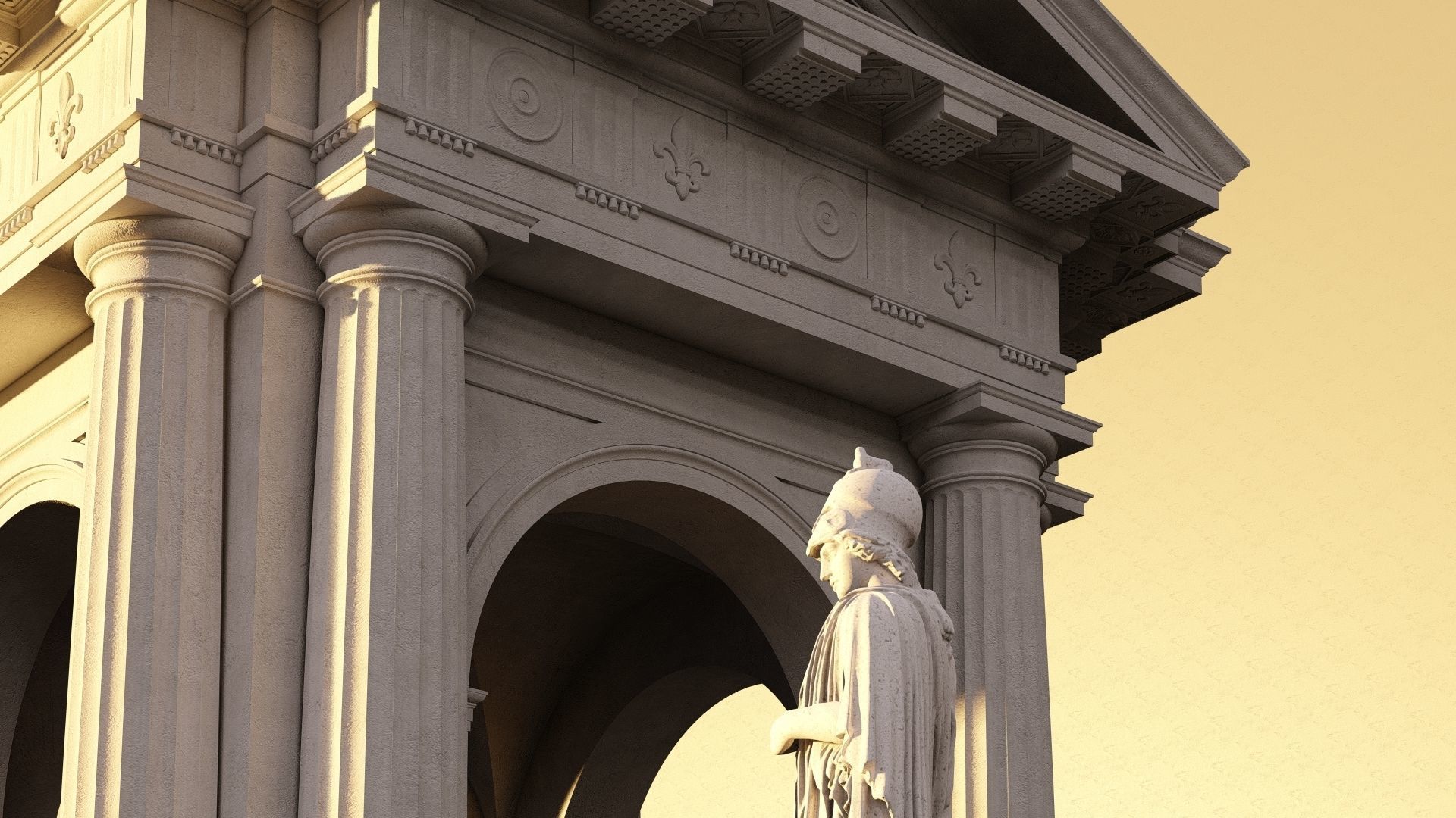 Arch gazebo portico Doric column  3D model_2