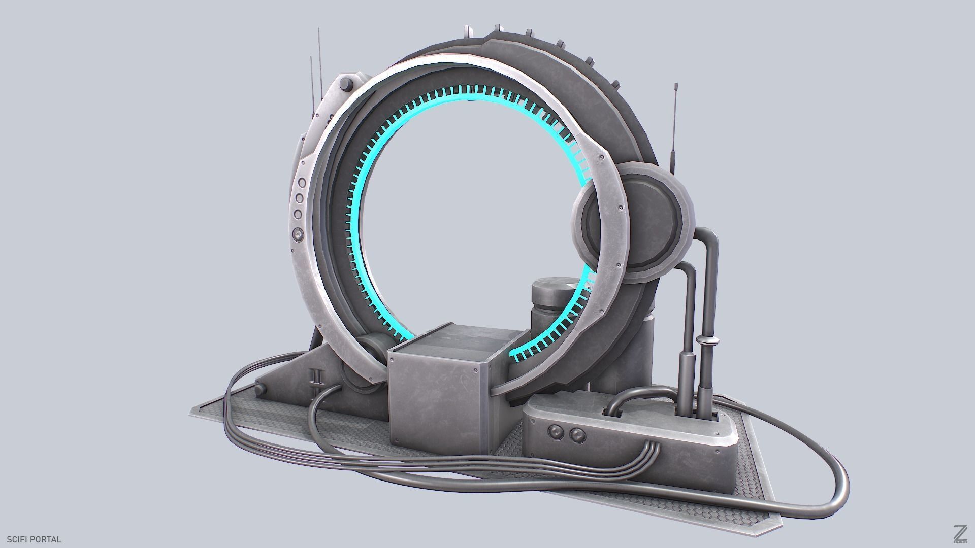 Sci fi portal Low-poly 3D model_8