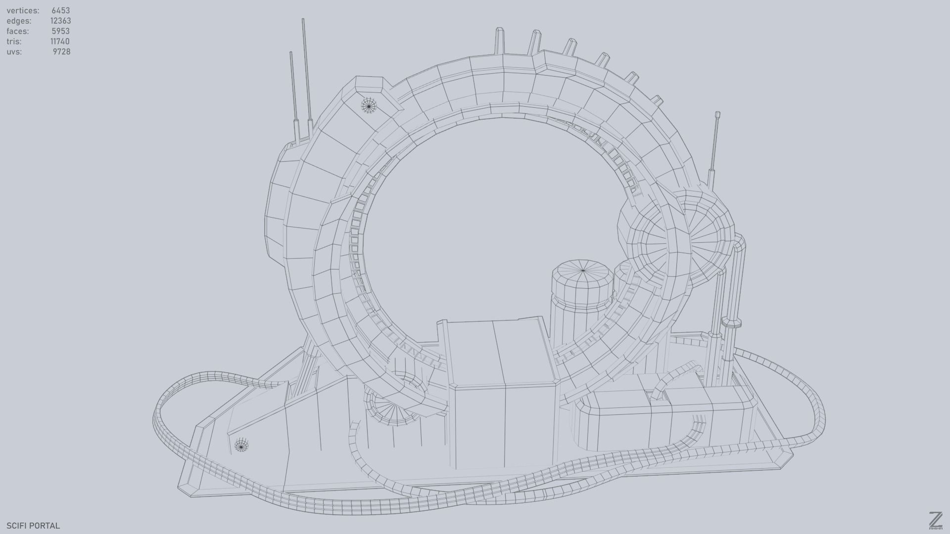 Sci fi portal Low-poly 3D model_14