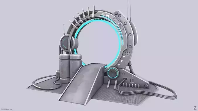 Sci fi portal Low-poly 3D model