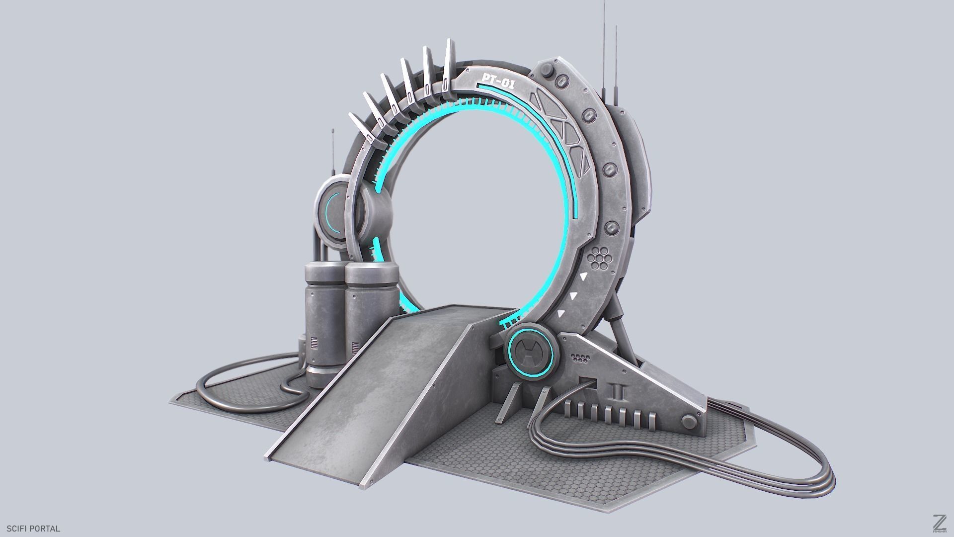Sci fi portal Low-poly 3D model_5