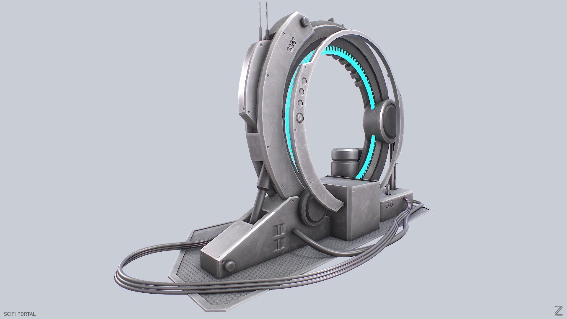 Sci fi portal Low-poly 3D model_4