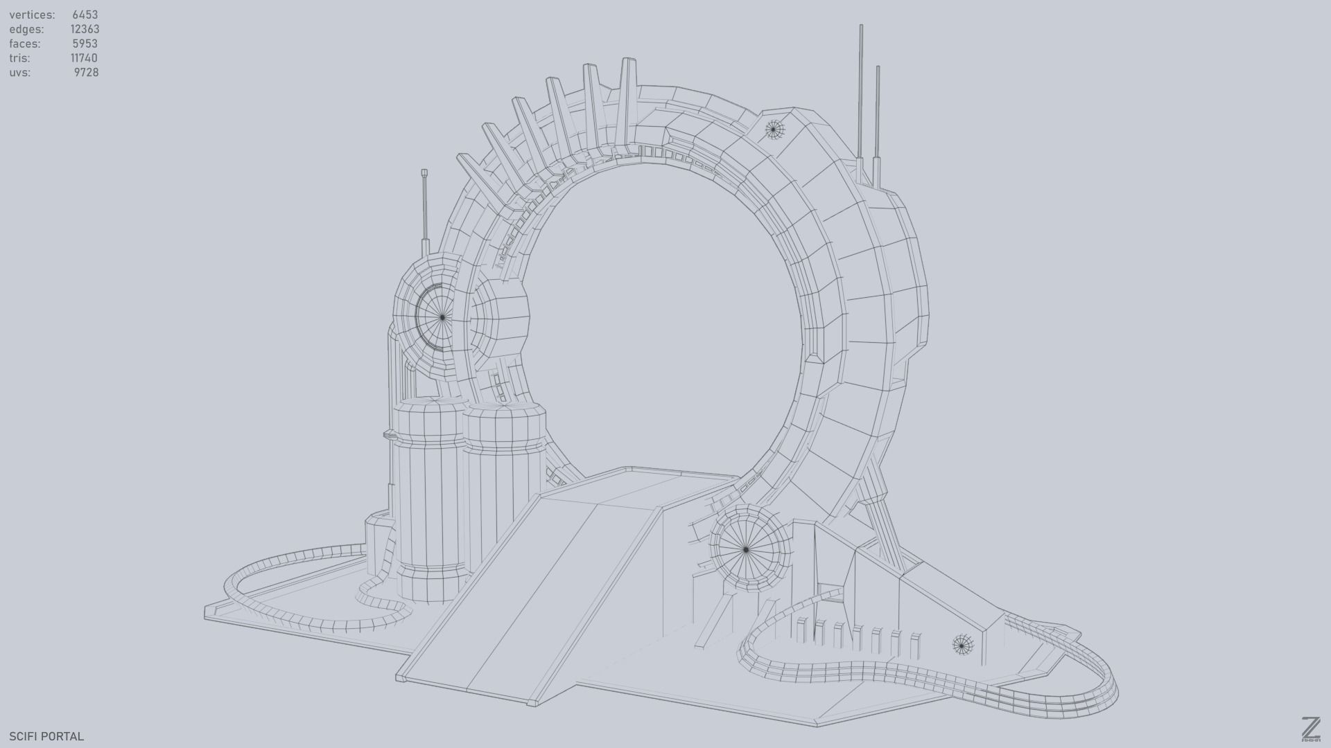 Sci fi portal Low-poly 3D model_13