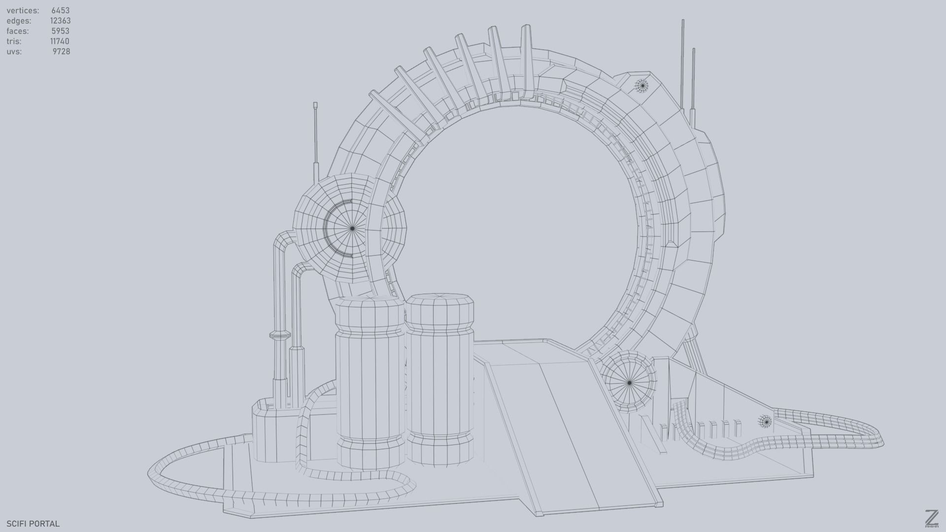 Sci fi portal Low-poly 3D model_15