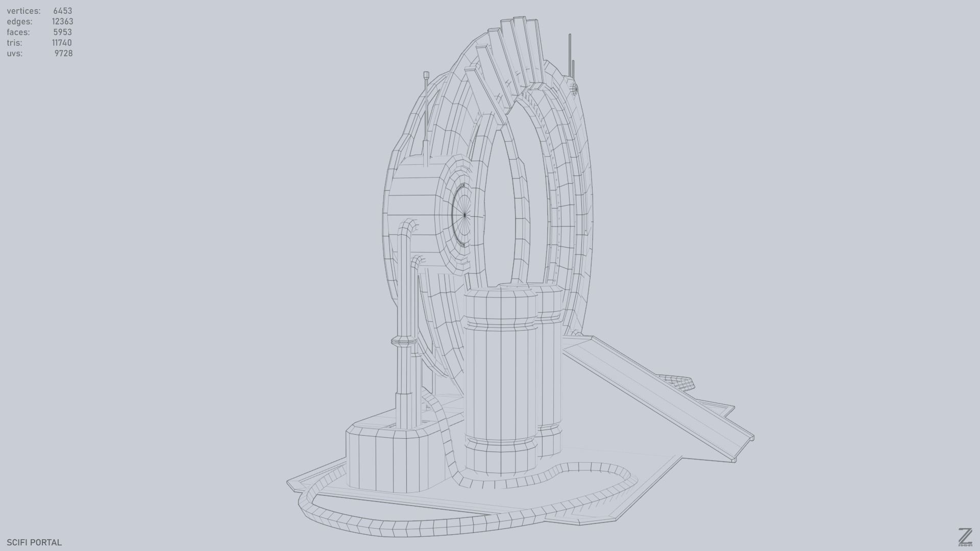 Sci fi portal Low-poly 3D model_12
