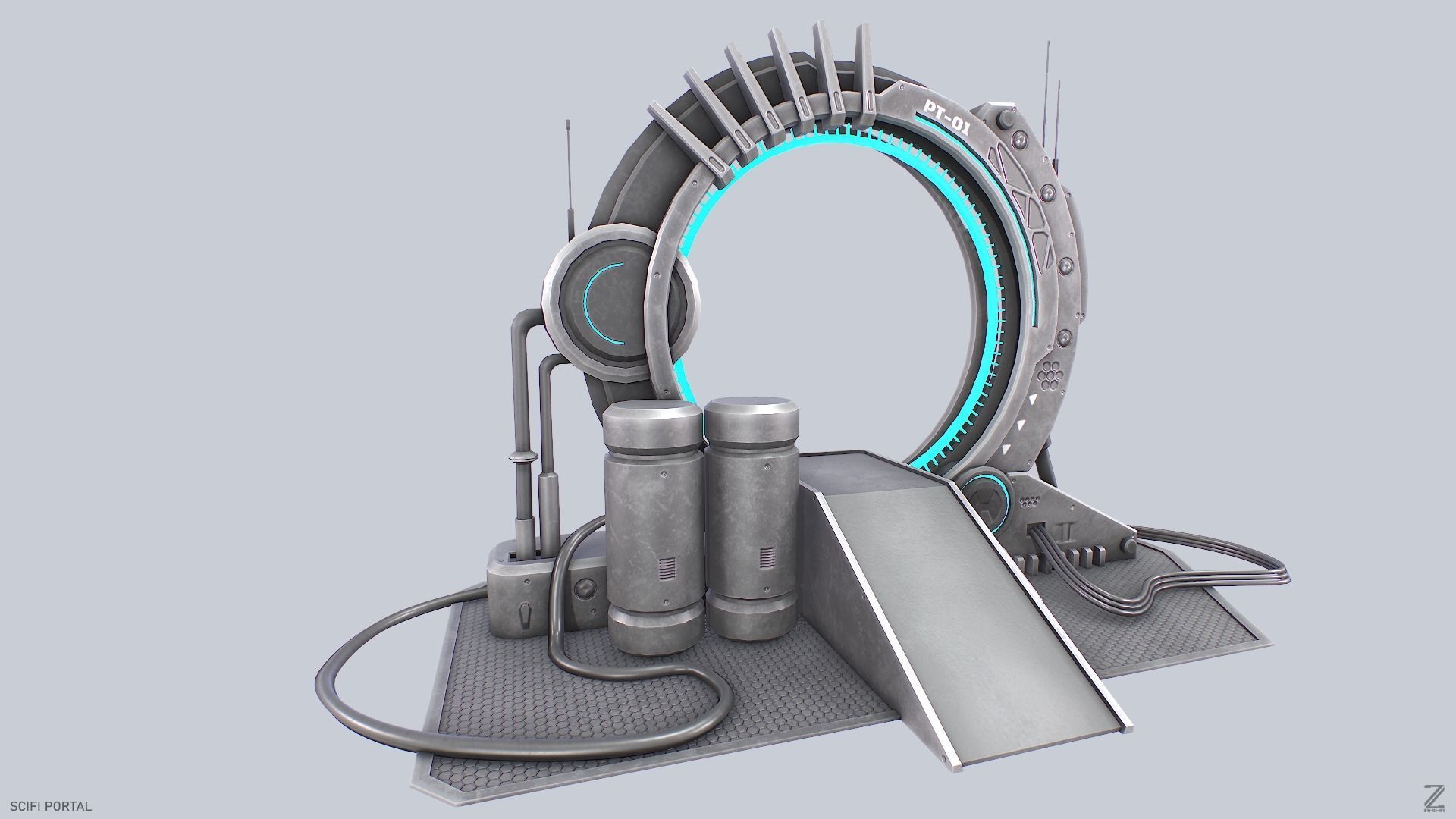 Sci fi portal Low-poly 3D model_6