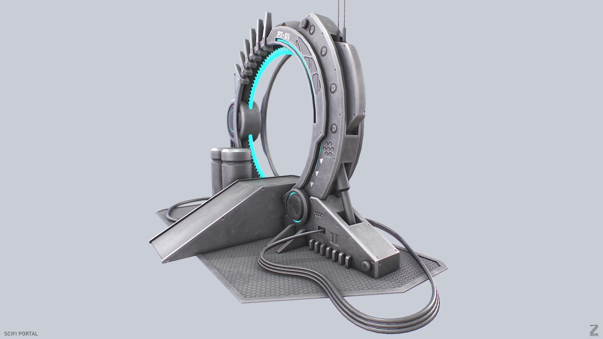 Sci fi portal Low-poly 3D model_2
