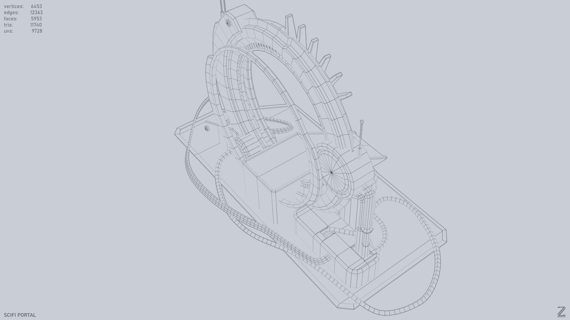 Sci fi portal Low-poly 3D model_10