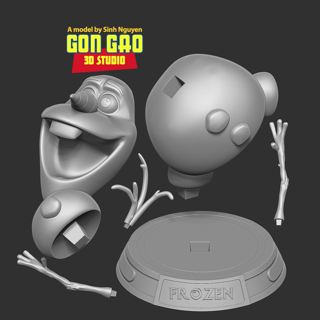 Olaf is happy 3D print model_2