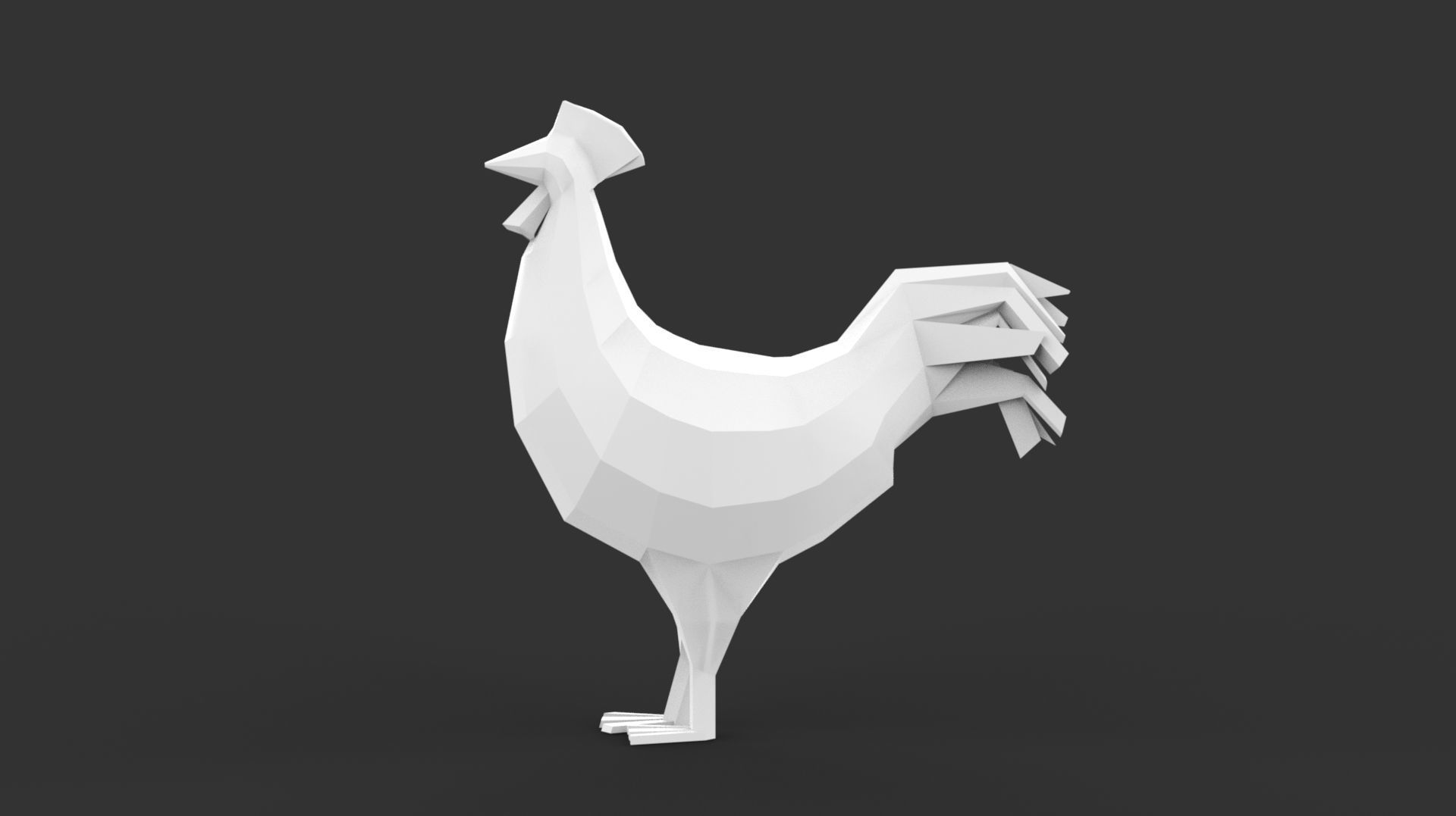 Rooster Low-poly 3D model_1