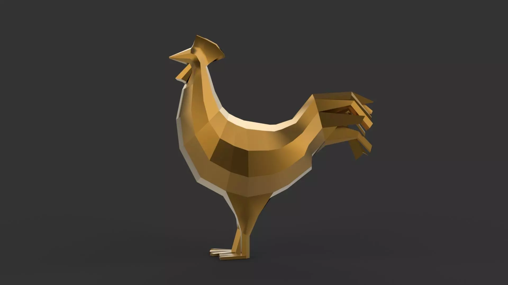 Rooster Low-poly 3D model_0