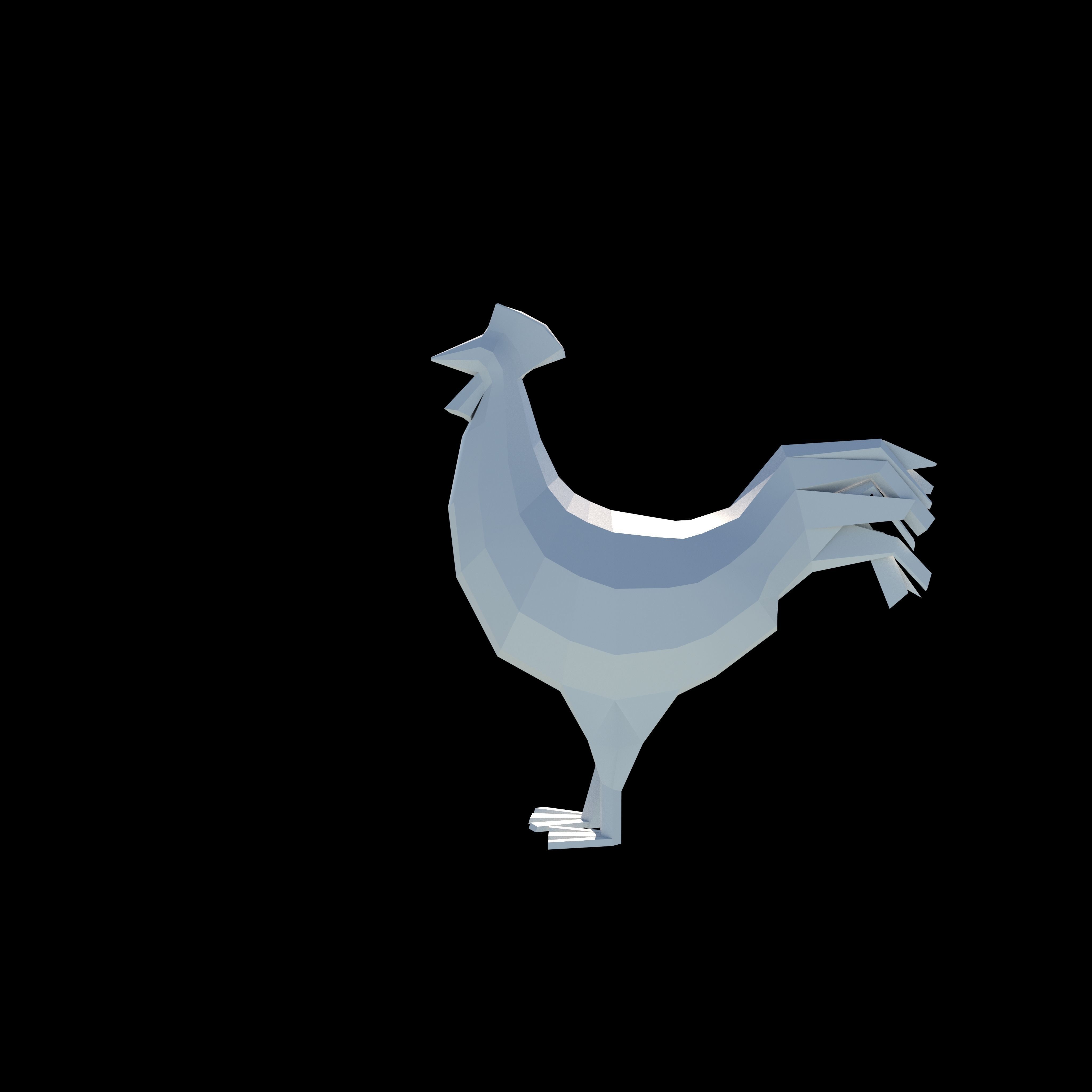 Rooster Low-poly 3D model_3