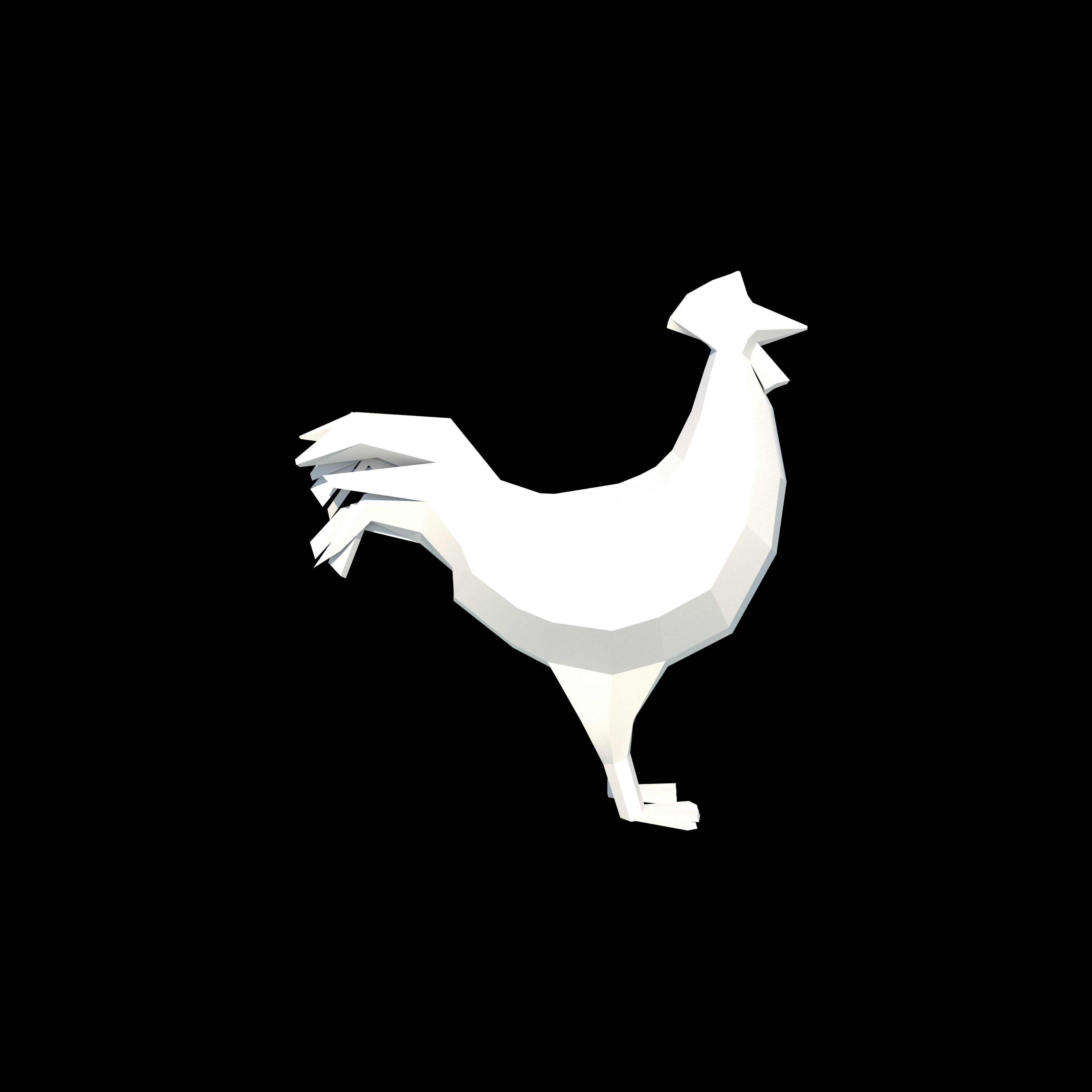 Rooster Low-poly 3D model_4