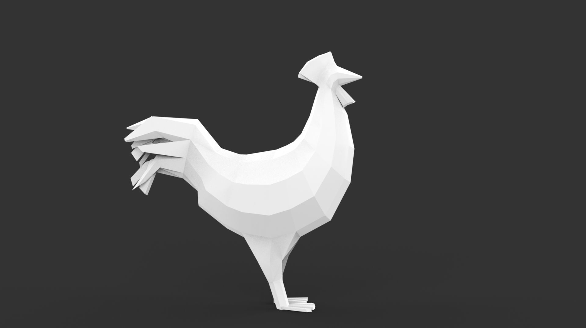 Rooster Low-poly 3D model_2