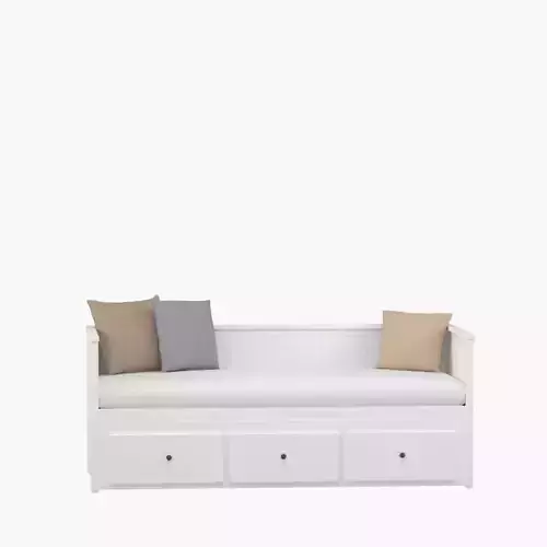 Hemnes day-bed w 3 drawers 2 mattresses white medium firm02PBR