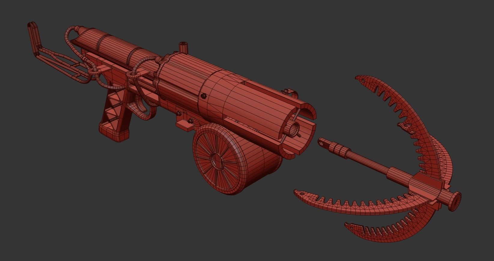 Grappling Hook Gun  Low-poly 3D model_35