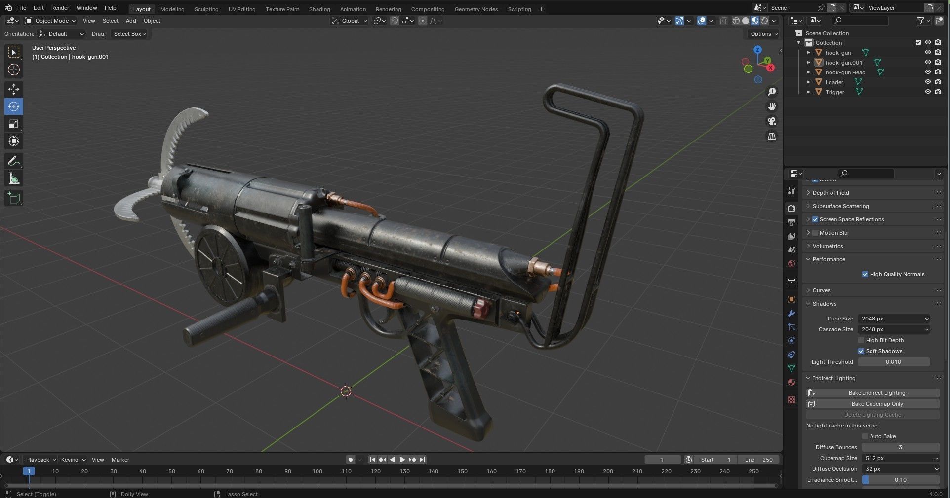 Grappling Hook Gun  Low-poly 3D model_29