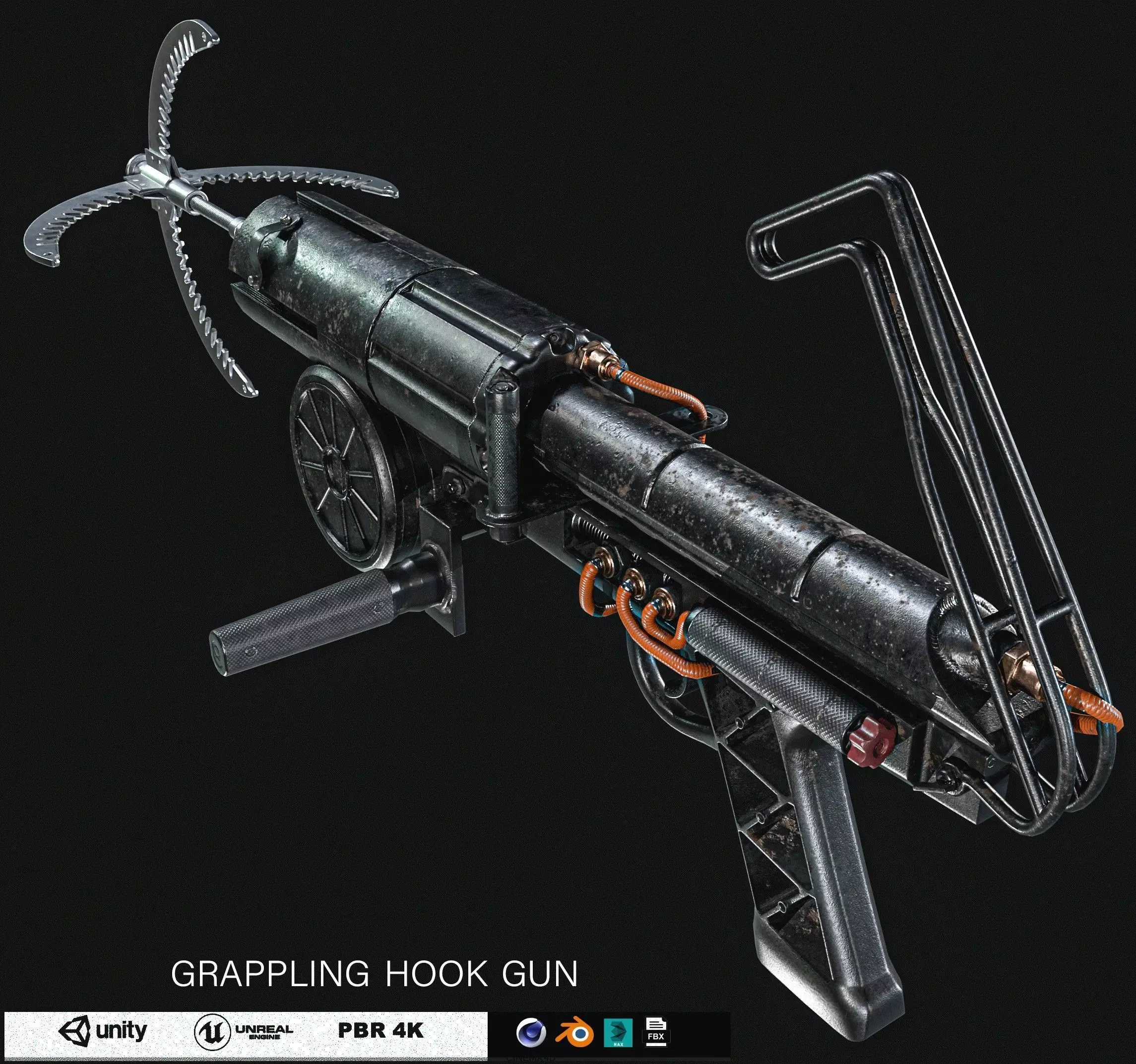 Grappling Hook Gun  Low-poly 3D model_0
