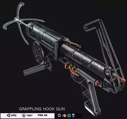 Grappling Hook Gun  Low-poly 3D model