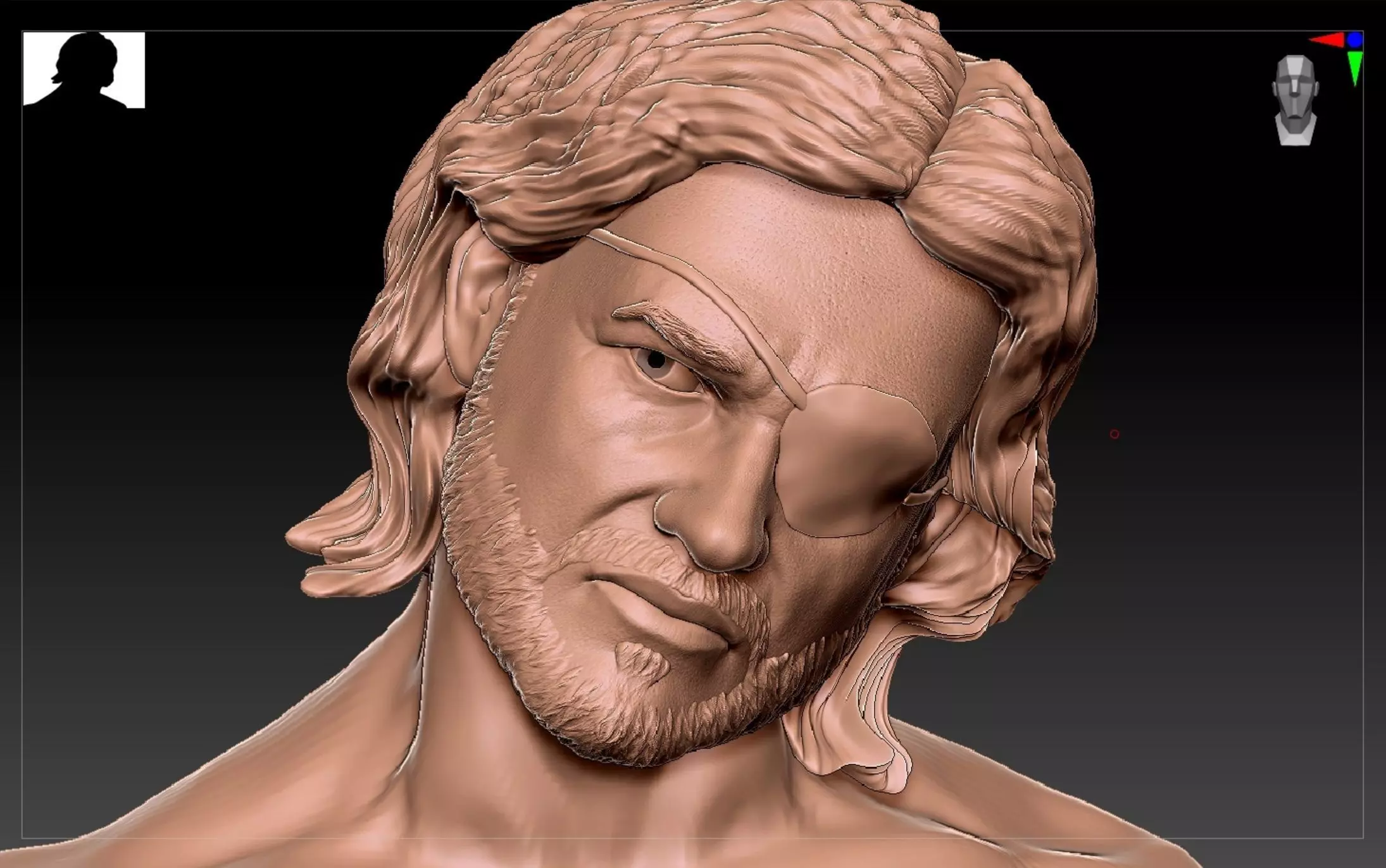 Kurt Russell head SD Bob Snake Plissken 3D print model