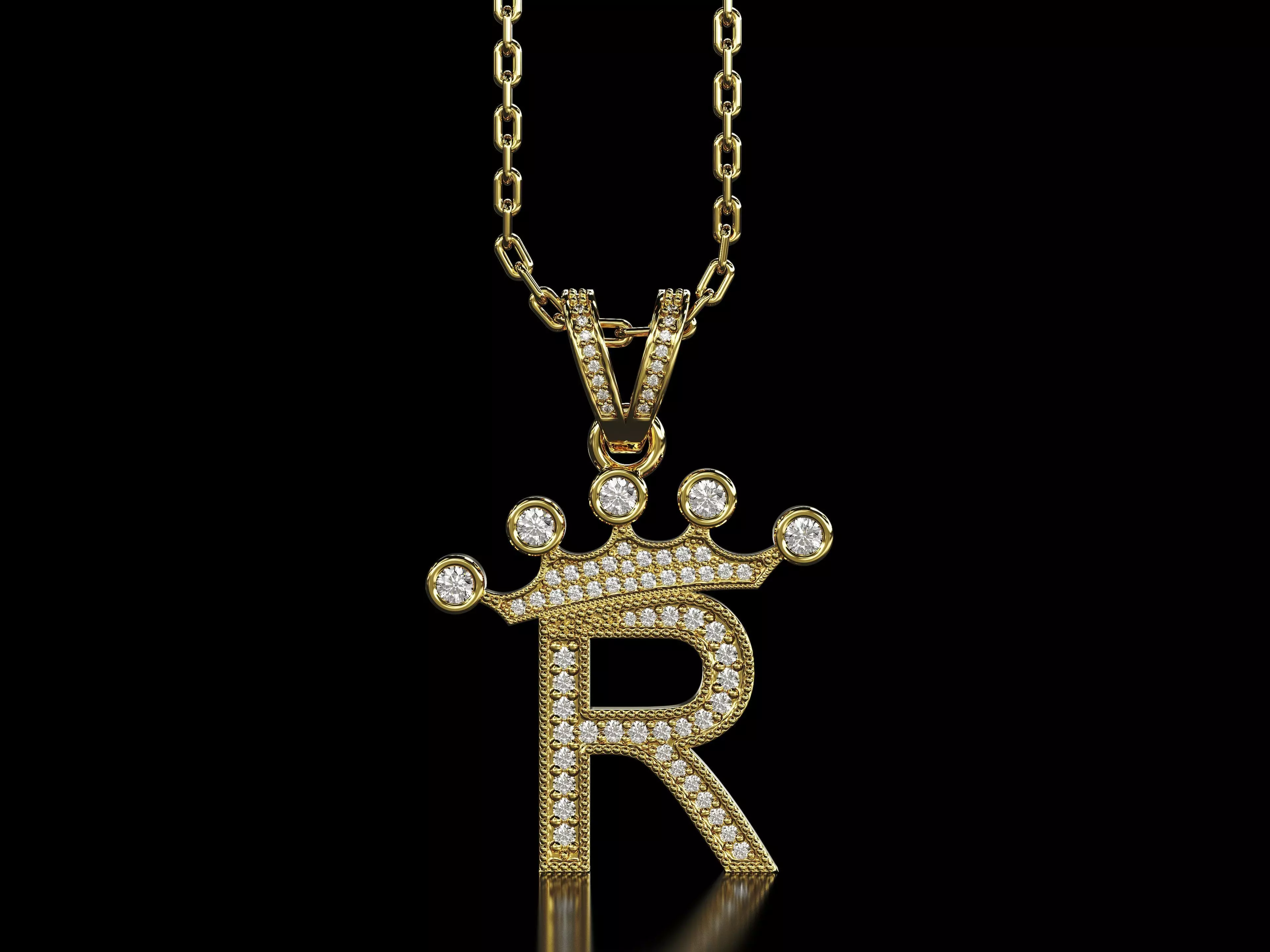 R letter pendant 3D print model_0