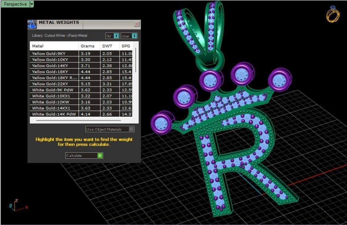R letter pendant 3D print model_6