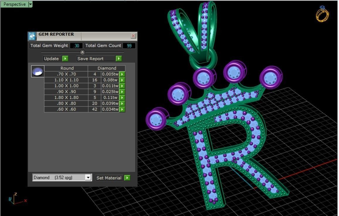 R letter pendant 3D print model_5