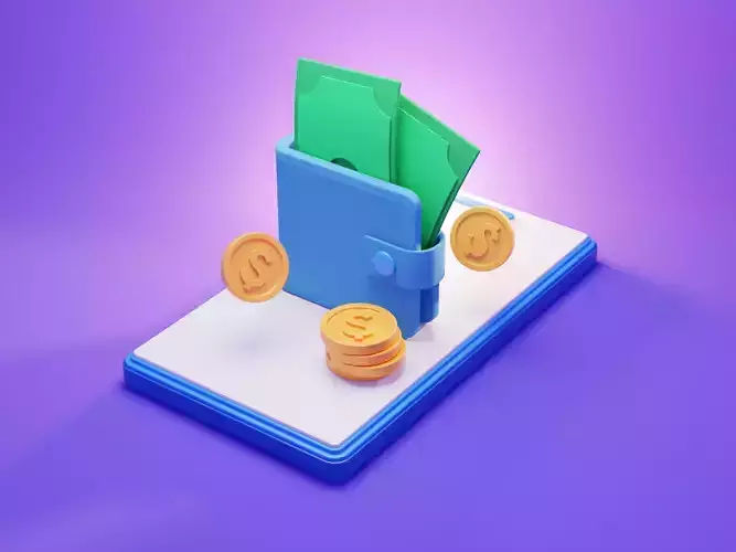 Mobile banking Cartoon 3D Icon Illustration