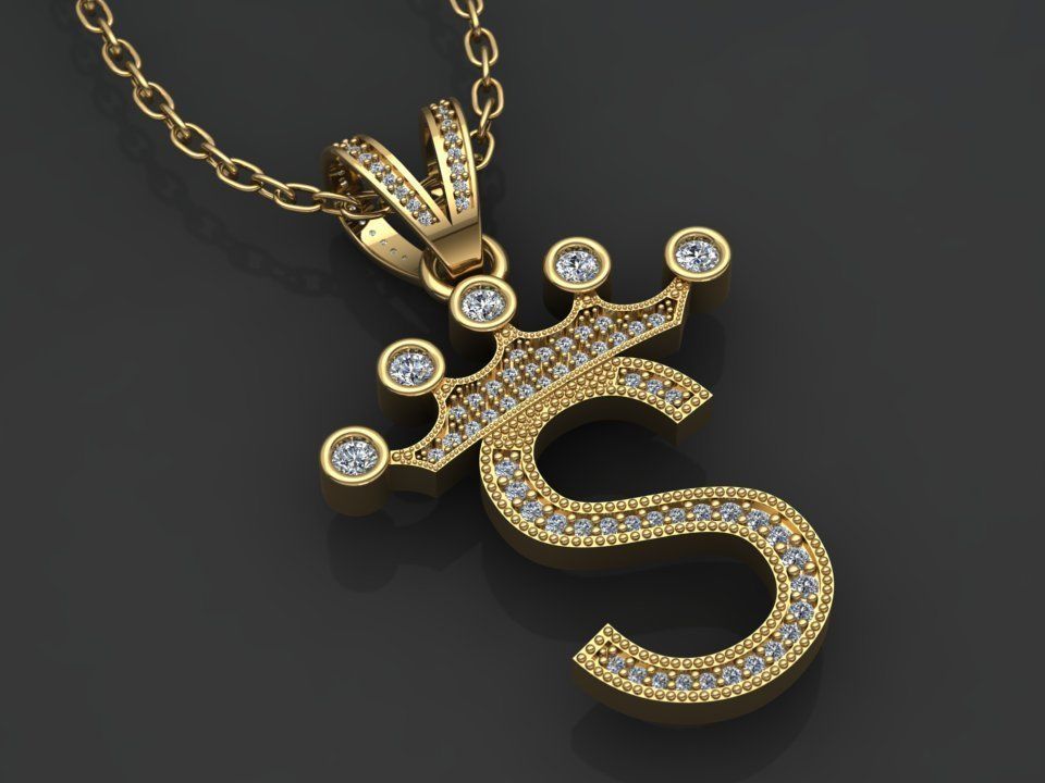 S letter pendant 3D print model_1