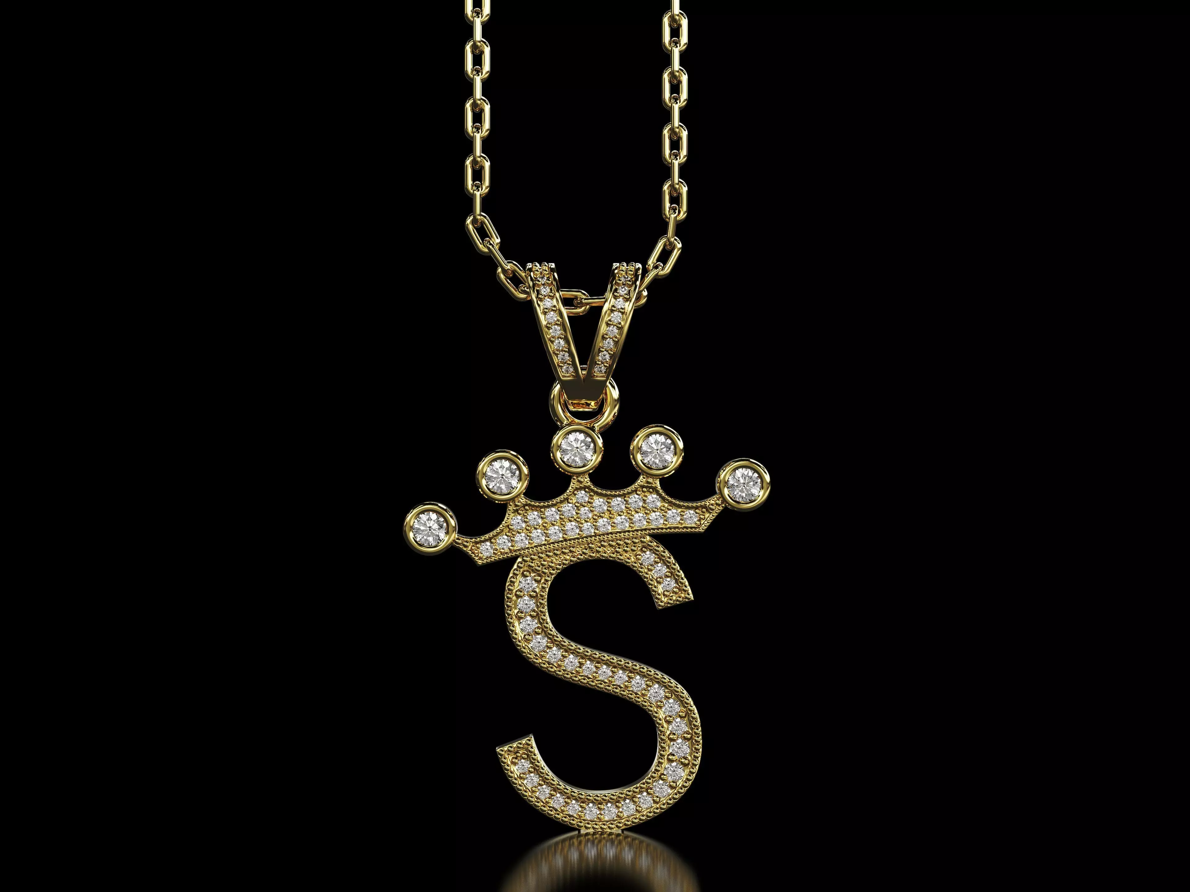S letter pendant 3D print model_0