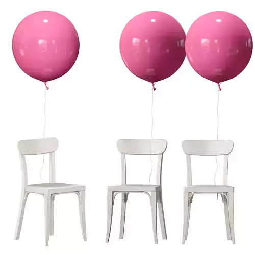 White wooden chair with balloon