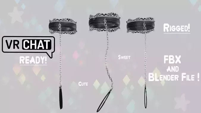 Lacey Leash Collar Low-poly 3D model