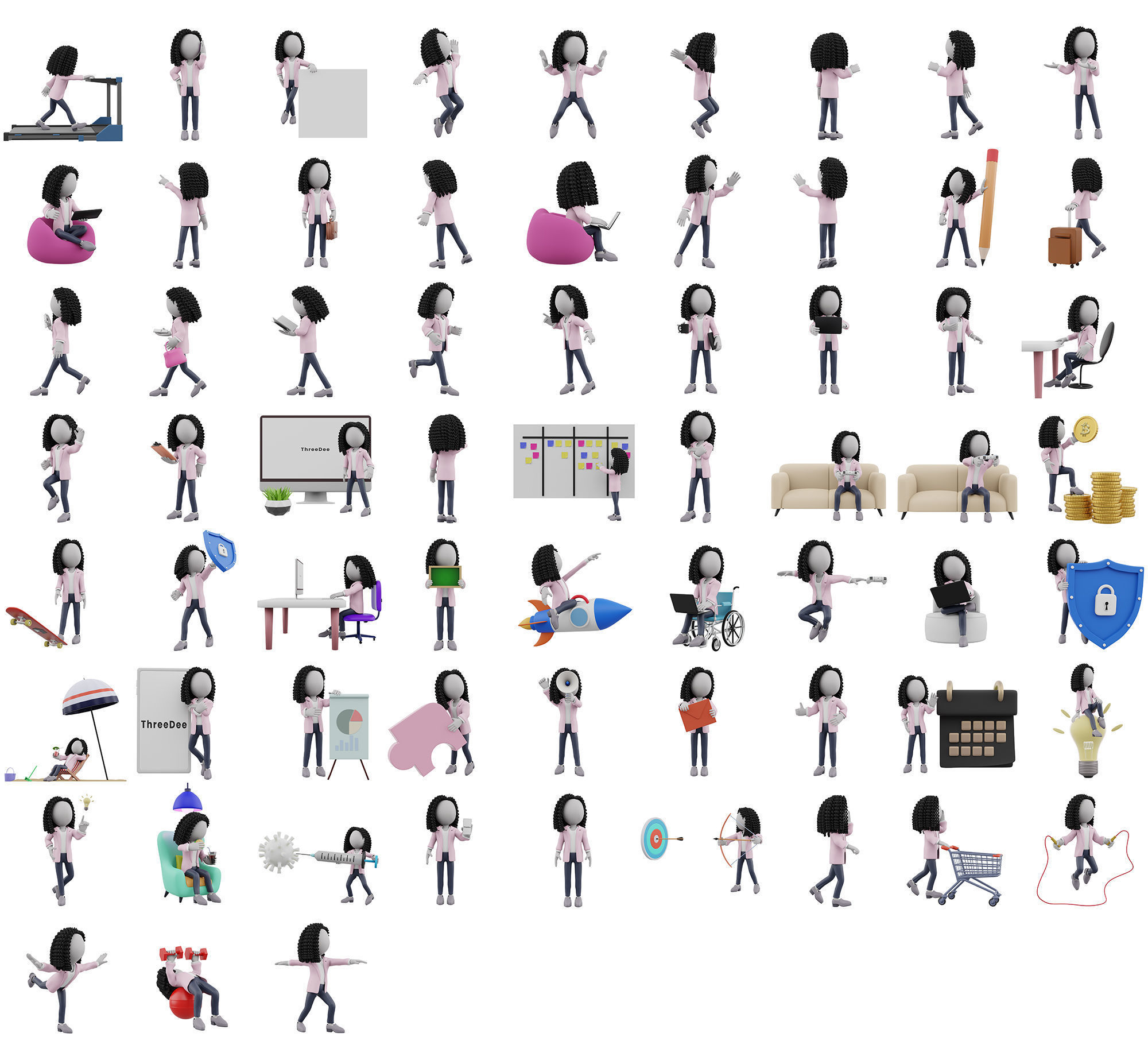 3D stick figures rigged Low-poly 3D model_5