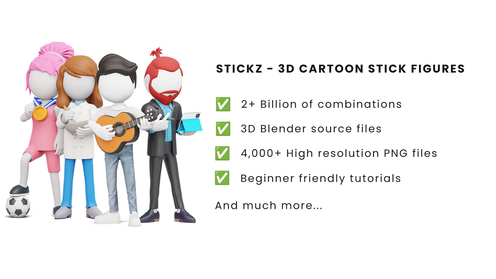 3D stick figures rigged Low-poly 3D model_2