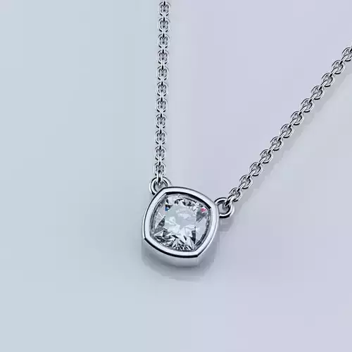 Bezel-Set Solitaire Lab Grown Diamond Pendant - Cushion