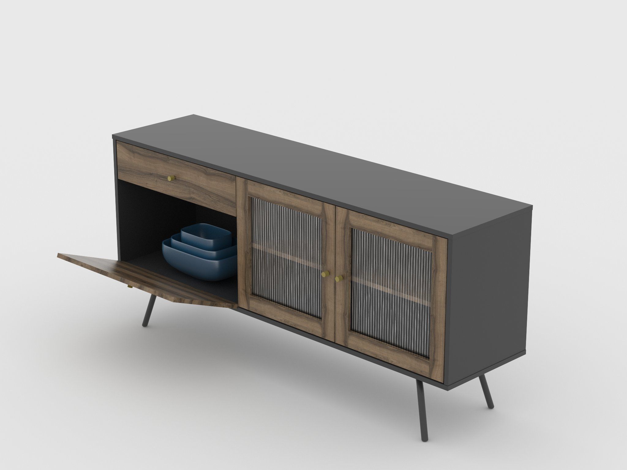 Blue Sideboard Free low-poly 3D model_2