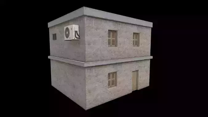 Lowpoly Old House With interior