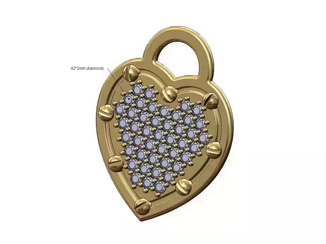 Diamond screw heart pendant charm