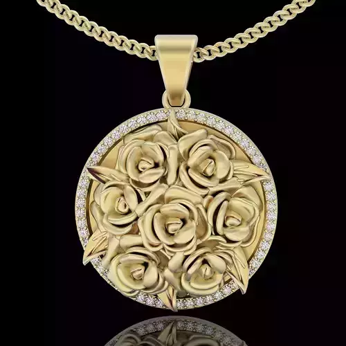 Flower pendant silver gold jewelry printable 3D model