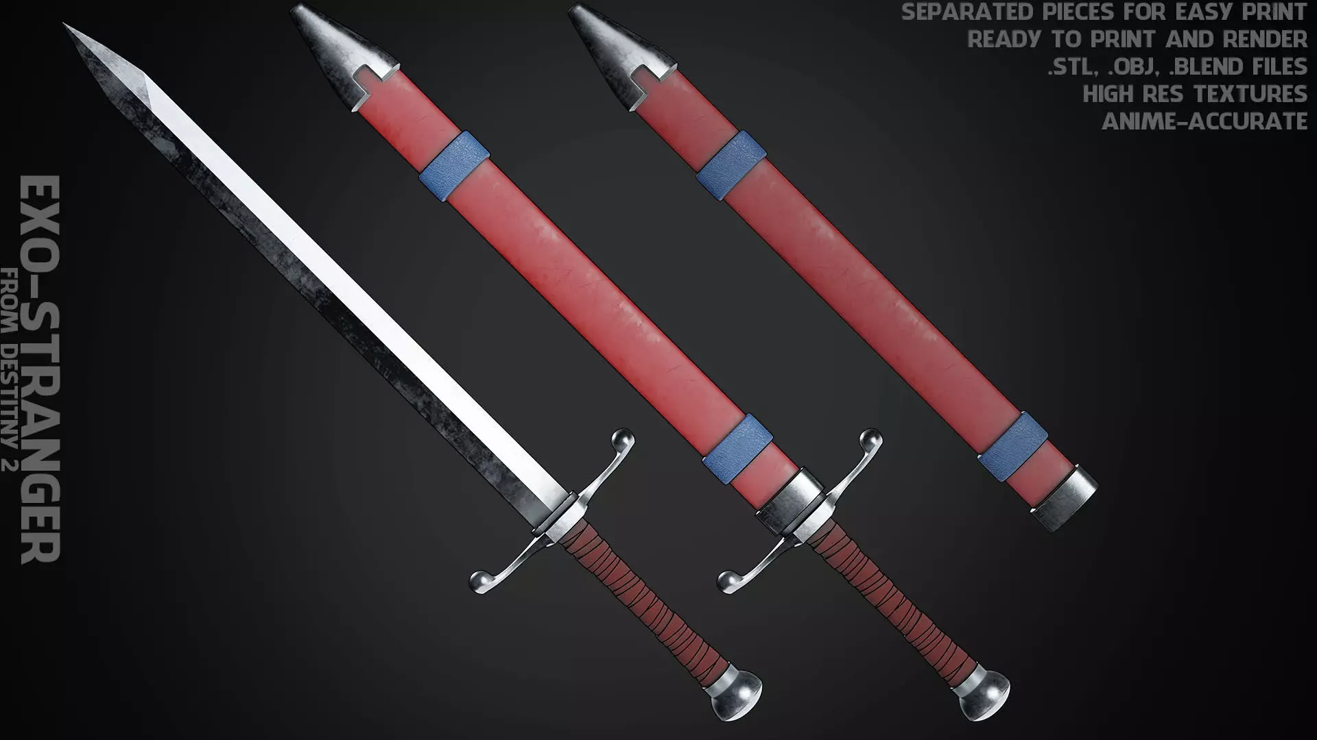 Dragon Ball Trunks Sword and Scabbard for Cosplay 3D Model Collection_0