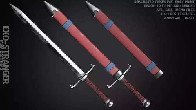 Dragon Ball Trunks Sword and Scabbard for Cosplay 3D Model Collection